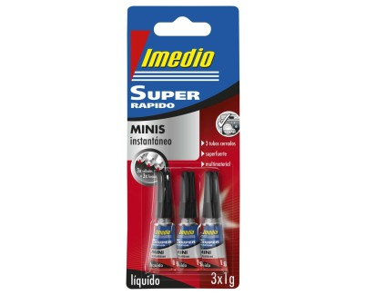 Imedio Super Rapido Pack de 3 Tubos de Pegamento Instantaneo 1gr - Transparente - Multimaterial