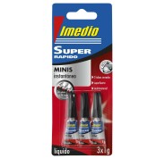Imedio Super Rapido Pegamento Instantaneo Pack de 3 Tubos de 1gr - Transparente - Multimaterial