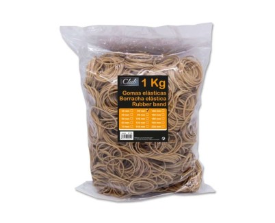 Ingraf Bolsa de 1kg de Gomas Elasticas 80mm - Alta Calidad - 70% Caucho - Gran Resistencia y Elasticidad - Color Marron