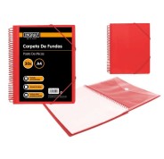 Ingraf Carpeta 30 Fundas A4 + Sobre con Broche - Espiral Plastica Indeformable - Apertura 360 Grados - Portada Personalizable - Color Rojo