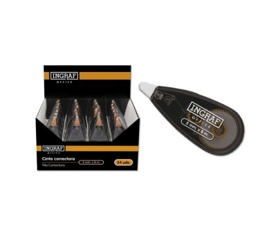 Ingraf Cinta Correctora 5mm x 8m - Cuerpo Transparente - Forma Ergonomica
