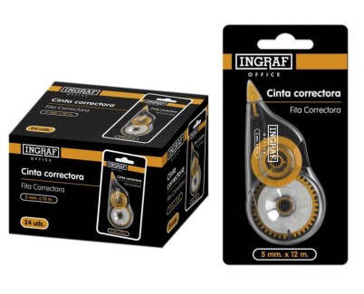 Ingraf Cinta Correctora en Seco 5mmx12m - Correccion Rapida y Limpia - Escritura Inmediata