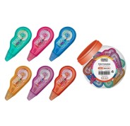 Ingraf Mini Mediterraneo Expositor con 48 Mini Cintas Correctoras 5mmx5m - Perfecta Adherencia al Papel - Cuerpo de Colores Surtidos