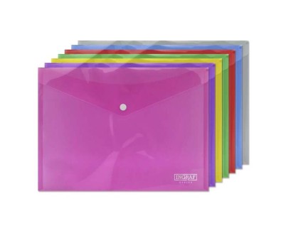 Ingraf Pack de 10 Sobres con Cierre de Broche - Polipropileno - Tama&ntilde;o A4 - Colores Surtidos