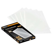 Ingraf Pack de 100 Fundas Multitaladro A4 Transparentes 70 Micras - Acabado en Cristal