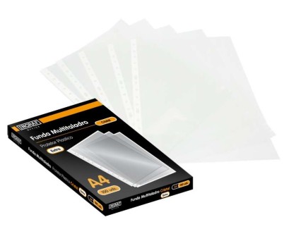 Ingraf Pack de 100 Fundas Multitaladro A4 Transparentes 70 Micras - Acabado en Cristal