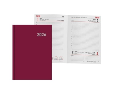 Ingraf Paris Agenda Anual - Dia Pagina - Viernes, Sabado y Domingo misma Pagina - Tamaño 15x21cm - Color Burdeos