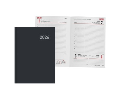 Ingraf Paris Agenda Anual - Dia Pagina - Viernes, Sabado y Domingo misma Pagina - Tamaño 15x21cm - Color Negro