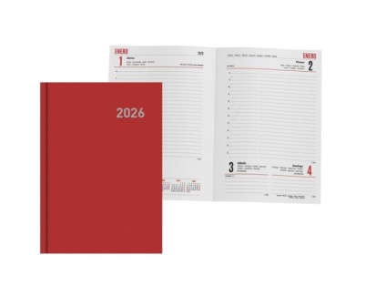 Ingraf Paris Agenda Anual - Dia Pagina - Viernes, Sabado y Domingo misma Pagina - Tamaño 15x21cm - Color Rojo