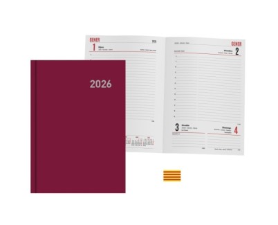 Ingraf Paris Agenda Anual en Catalan - Dia Pagina - Viernes, Sabado y Domingo misma Pagina - Tama&ntilde;o 15x21cm - Color Burdeos