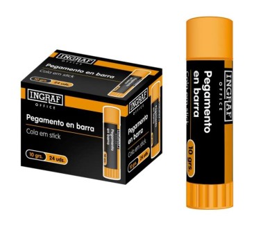 Ingraf Pegamento en Barra Adhesivo Solido 10gr - Sin Disolventes - Facil Aplicacion - Ideal para Oficina, Hogar y Colegio - Color Transparente