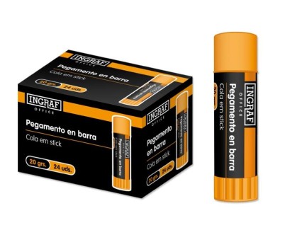 Ingraf Pegamento en Barra Adhesivo Solido 20gr - Sin Disolventes - Facil Aplicacion - Ideal para Oficina, Hogar y Colegio - Color Transparente