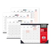 Ingraf Planificador de Mesa Mensual - Encolado con Tapa de Polipropileno - 12 Hojas de Faciles de Arrancar