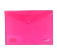 Ingraf Sobre Portadocumentos A4 - Cierre de Broche - Polipropileno Cristal Transparente - Color Rosa