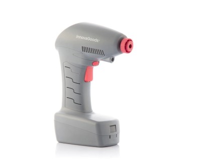 Innovagoods Airpro+ Compresor de Aire Portatil - Potencia 100W - Toma de Corriente de 12V - 25l/min - Cable 3.5m - Luz LED - Incluye Accesorios - 18x25x8cm - Color Gris