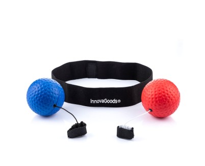 Innovagoods Balxing Set de Pelotas de Entrenamiento de Reflejos - Multifuncion - Incluye 2 Pelotas - Ajustable - Cierre con Velcro - Color Azul y Rojo