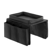 Innovagoods Bandeja para Sofa 2 en 1 - Multifuncion - Organizador de Mandos con 6 Compartimentos - Superficie Bandeja 26x17cm - 54x31x4cm - Color Negro