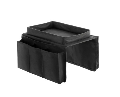Innovagoods Bandeja para Sofa 2 en 1 - Multifuncion - Organizador de Mandos con 6 Compartimentos - Superficie Bandeja 26x17cm - 54x31x4cm - Color Negro