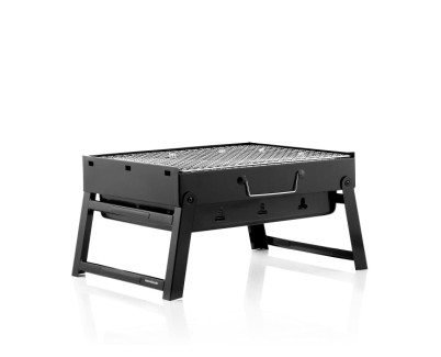 Innovagoods BearBQ Barbacoa Portatil de Sobremesa - Hierro - Plegable - Capacidad hasta 1.5kg de Carbon - Parrilla Extraible de 35X27cm - Facil Limpieza - Compacta - Ligera - 41x28x20cm - Color Negro