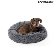 Innovagoods Bepess Cama Antiestres Redonda para Mascotas - Diametro 60cm - Borde Elevado - Antideslizante - Color Gris