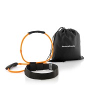 Innovagoods Bootrainer Cinturon con Bandas Elasticas para Gluteos - Resistencia de 18kg - Guia de Ejercicios - Ajustable con Velcro - Bolsa de Transporte - Latex/Nailon - Color Negro y Naranja