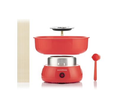 Innovagoods Cantty Maquina de Algodon de Azucar - Potencia 450W - Facil de Limpiar - Incluye Palos y Cuchara - Ideal para Fiestas - Color Rojo