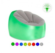 Innovagoods Chight Sillon Hinchable con Luces LED Multicolor - Mando a Distancia - IP67 - Material Suave y Antideslizante - Soporta hasta 100kg - 99x64x104cm - Color Gris y Transparente