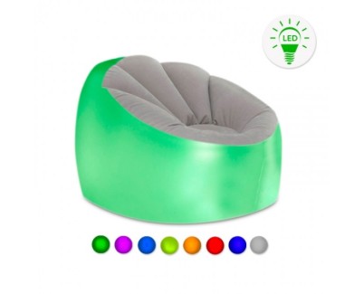 Innovagoods Chight Sillon Hinchable con Luces LED Multicolor - Mando a Distancia - IP67 - Material Suave y Antideslizante - Soporta hasta 100kg - 99x64x104cm - Color Gris y Transparente