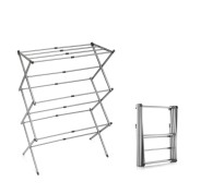 Innovagoods Cloxy Tendedero Metalico Extensible con 3 Alturas - 11 Barras - Soporta hasta 12kg - Plegable - Resistente al Agua - 43x10x38cm - Color Gris
