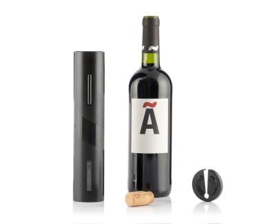 Innovagoods Corkbot Sacacorchos Electrico - ABS y Acero - Ergonomico - Funciona con Pilas - Facil de Usar - Ventana de Visualizacion - Elegante - Color Negro