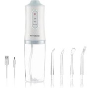 Innovagoods Denter Irrigador Dental Inalambrico - Potencia 4W - Presion 110psi - Bateria 2000mAh - Deposito de 220ml - IPX6 - Recargable - 6x21.3cm - Color Blanco