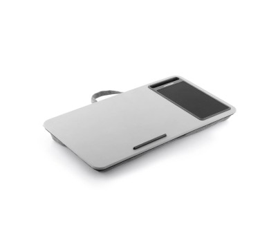 Innovagoods Deskion Soporte para Portatil con Cojin XL - Multifuncion - Antideslizante - Alfombrilla de Raton - Ranura para Smartphone - 57.5x30.5x5.8cm - Color Gris y Negro