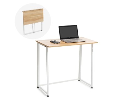 Innovagoods Dolenkaf Escritorio Plegable - Soporta hasta 50kg - Facil de Transportar y Guardar - Facil Limpieza - 80x75x45cm - Color Marron y Blanco