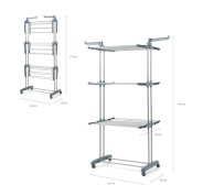 Innovagoods Dolver Tendedero Vertical con Ruedas - 24 Barras - Soporta hasta 40kg - Plegable - Altura Ajustable - 6 Alas Independientes - 49-62x175x73cm - Color Plateado