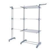 Innovagoods Dolver XL Tendedero Vertical Extensible con Ruedas - 30 Barras - Soporta hasta 45kg - Plegable - 2 Soportes para Perchas - Alas Laterables - 141x179x65cm - Color Gris