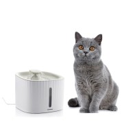 Innovagoods Drinkatt Fuente USB para Mascotas - Capacidad 3L - Silenciosa - Filtros Reutilizables - 3 Modos de Flujo - Indicador Nivel - Facil Limpieza - 19x15x19cm - Color Blanco y Gris