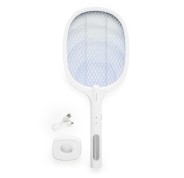 Innovagoods Elecfly Raqueta Matainsectos Recargable con Luz UV 2 en 1 - Funcion Lampara - 3000 Voltios - Bateria de 500mAh - Antidescargas Accidentales - 3.3x52.5x21.6cm - Color Blanco