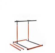 Innovagoods Estacion de Dominadas y Fitness - Soporta hasta 110kg - Altura Ajustable - Guia de Ejercicios Incluida - Bolsa de Transporte - 114-191x120cm - Color Negro y Naranja