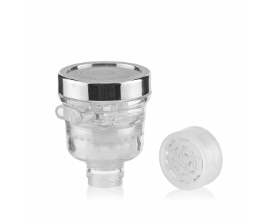 Innovagoods Faukko Ecogrifo con Filtro Purificador de Agua - Ahorro Agua - Facil Instalacion - Libre de BPA - Incluye Filtro - Vida Util hasta 12 Meses - Color Plateado y Transparente