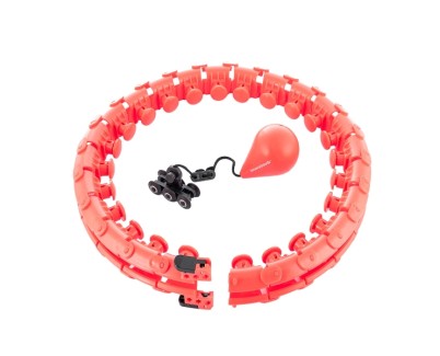 Innovagoods Fittehoop Aro de Fitness Inteligente Ajustable con Peso - Dise&ntilde;o Desmontable - Efecto Masaje 360 Grados - Accesorio de Lastre - Color Negro Rojo