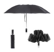 Innovagoods Folbrella Paraguas de Cierre Inverso con Luz LED - Reflectante - Antigoteo - Compacto - Ligero - Color Negro y Gris