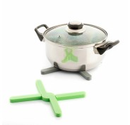 Innovagoods Folvet Pack de 2 Salvamanteles de Silicona - Plegable - Apto para Lavavajillas - Antideslizante - Facil Limpieza - 20x0.5x20cm - Color Verde y Gris