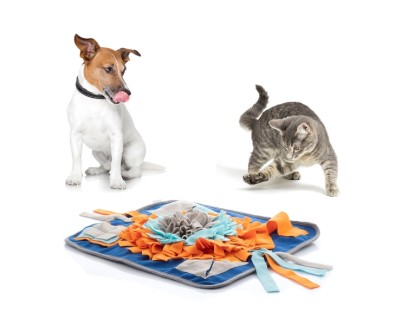 Innovagoods Fooland Alfombra Interactiva para Mascotas - Suave - Base Antideslizante - Estimula Sentidos - 45x1x45cm - Color Multicolor