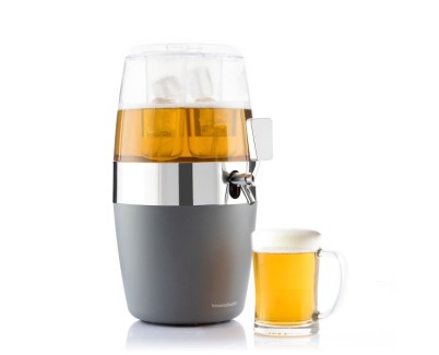 Innovagoods Freer Dispensador Refrigerante para Bebidas - Capacidad 4L - Grifo Antigoteo - Compartimento para Hielo - Compartimento de Almacenaje - 22x41.7x26.5cm - Color Gris, Plateado y Transparente