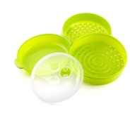Innovagoods Fresh Vaporera Doble para Microondas - Doble Compartimento - Valvula de Vapor - Material Resistente - Facil Limpieza - Color Verde Lima