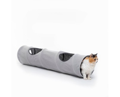 Innovagoods Funnyl Tunel Portatil para Mascotas - Plegable - Resistente al Agua - Multifuncional - 25x114cm - Color Gris