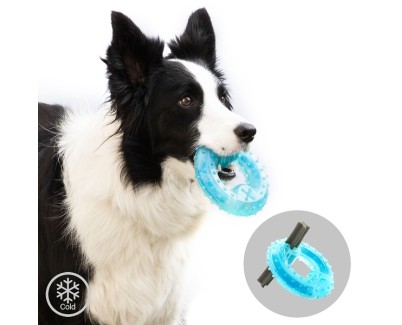 Innovagoods Glubiz Juguete Mordedor Congelable para Mascotas 2 en 1 - Caucho Termoplastico - Resistente y Duradero - Efecto Frio - Facil Limpieza - 12x3.5cm - Color Azul