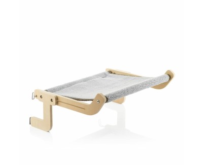 Innovagoods Hamacat Hamaca Colgante para Gatos - Facil Instalacion - Tela Transpirable - Apto para Lavadora - Multiposicion - Soporta hasta 20kg - 45.5x21x37.5cm - Color Gris y Beige