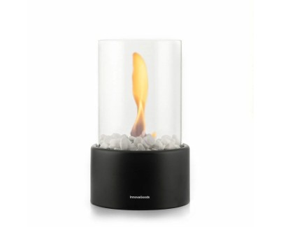 Innovagoods Heatfir Chimenea de Mesa de Bioetanol - Capacidad 150ml - Decorativa - Autonomia de 60min Cada 100ml - sin Humo - 2 Mechas Reutilizables - 16x26.5cm - Color Negro