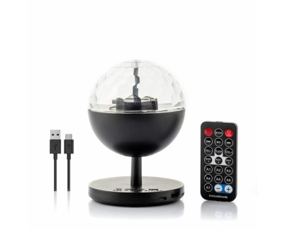 Innovagoods Istarlyt Proyector LED Recargable con Altavoz - Bluetooth - Bateria 800mAh - Mando a Distancia - Funcion Rotativa - Antideslizante - 10.7x15.3cm - Color Negro